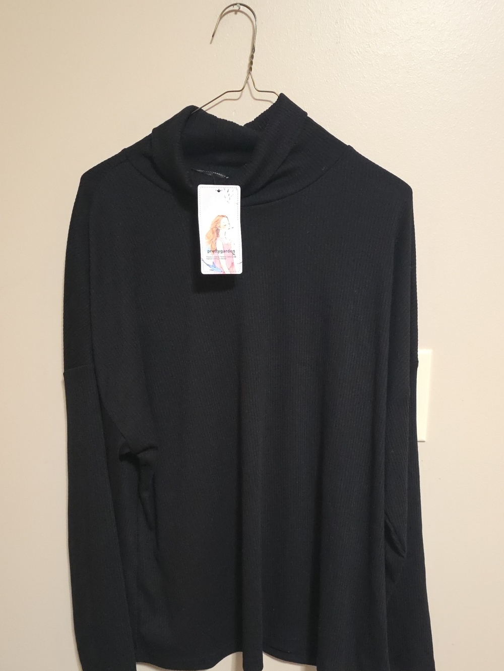 Women's Black Ribbed Cowl Neck Sweater